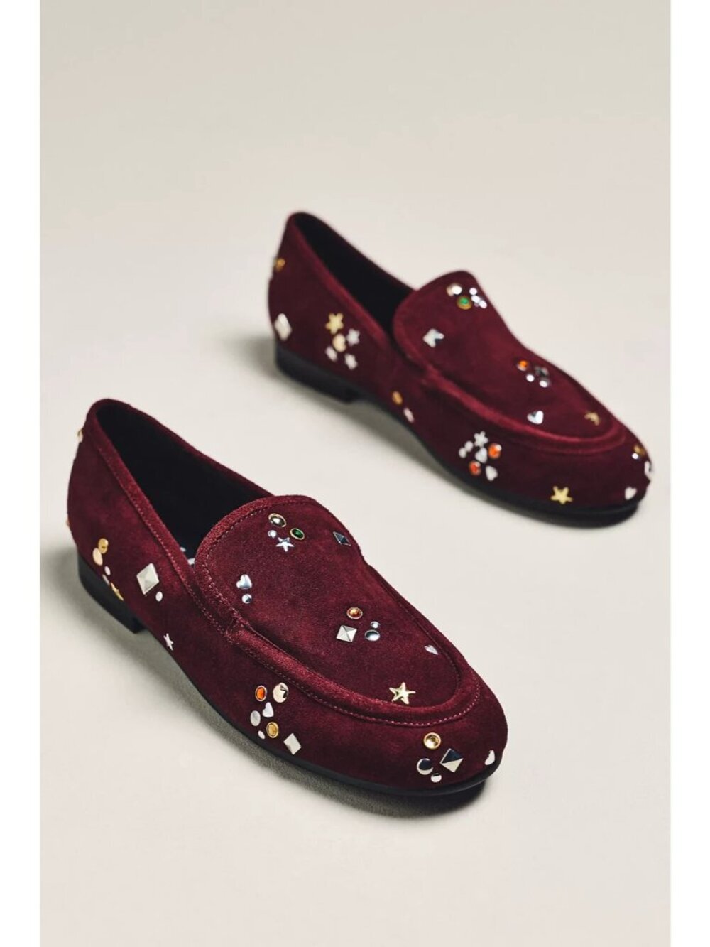 Bibi Lou Icon Studded Loafers Wine 40/9 - Picture 2 of 3